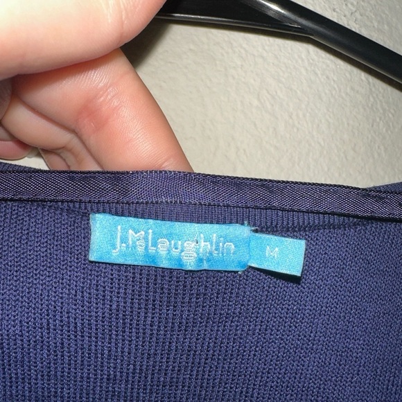 J. McLaughlin women’s blue fringe detail open sweater cardigan M fall office - Picture 2 of 8